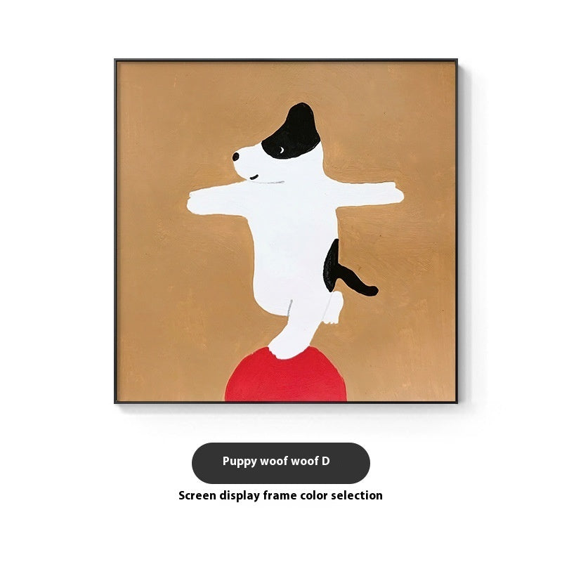 Cartoon Dog Red Square Wall Art β Modern Canvas Restaurant Mural | Zanlo UK