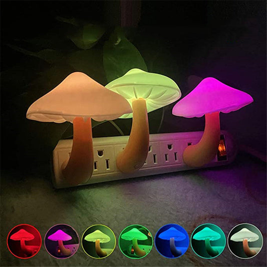 LED Mushroom Night Light with Sensor – EU/US Plug Wall Lamp | Zanlo UK